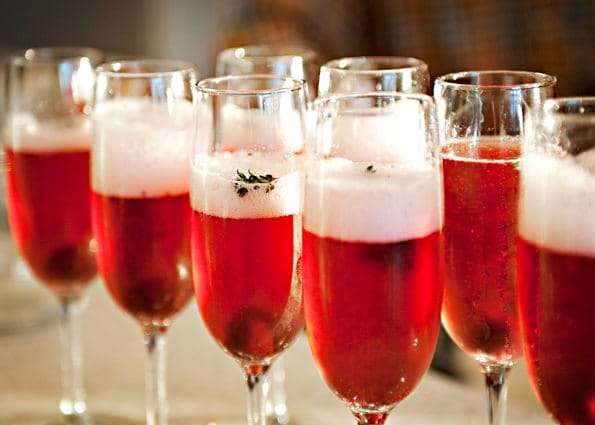 cherry thyme champagne cocktail recipe